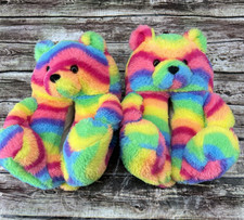 Teddy Bear Slippers Fluffy Cute House Animal Fuzzy One Size Fits Most Adults