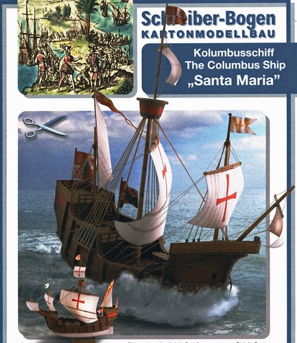 Kolumbus-Schiff Santa Maria Bastelbogen 1:100 Modell mit Ständer J.F. Schreiber