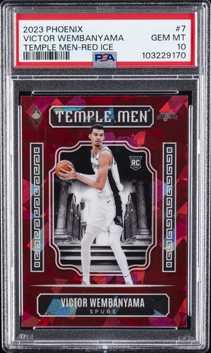 2023 PANINI PHOENIX TEMPLE MEN RED ICE #7 VICTOR WEMBANYAMA ROOKIE RC PSA 10