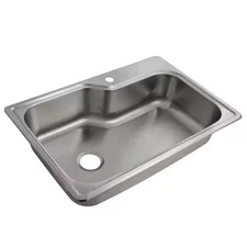 Drop-In Stainless Steel 33 In. 18 Gauge 1-Hole Single Bowl Kitchen Sink