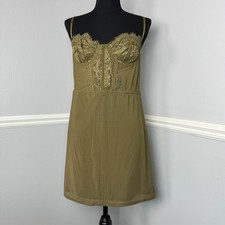 Urban Outfitters L Modern Love Olive Green Lace Bustier Mini Dress Coquette Sexy