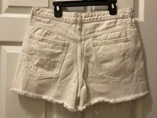 VERVET Los Angeles White Hi-Rise Distressed Cutoff Denim Shorts Junior Large