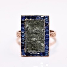 3.15ctw Rose Cut Diamond Sapphire Studded Victorian Silver Gorgeous Ring Jewelry