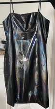 GUESS Black Shiny Shift Dress Spandex & Polyester Size Medium