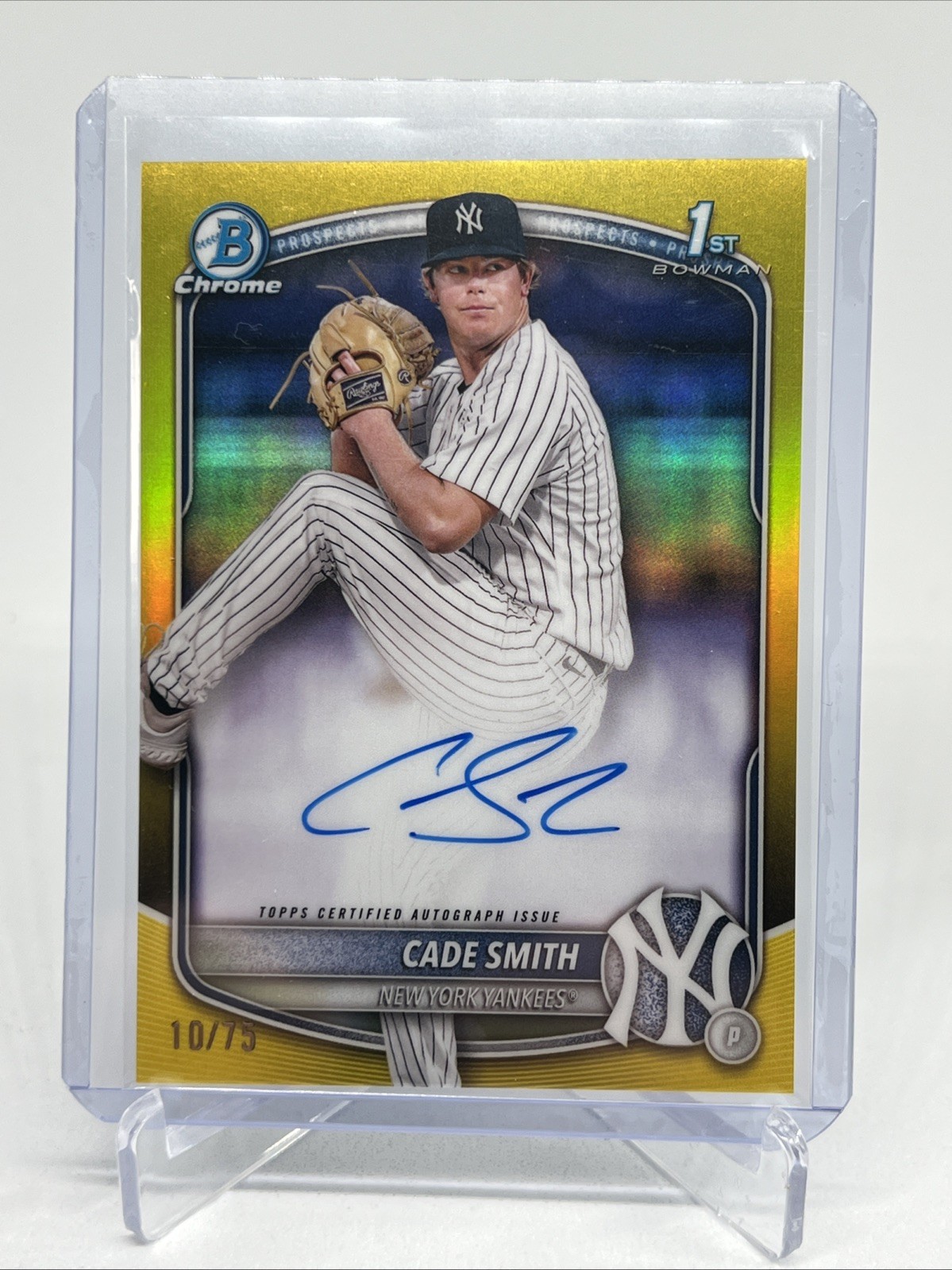 2025 Bowman Chrome #CPA-CS Cade Smith Prospect Autographs Yellow #/75