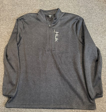 Felpa HUK FISHING 1/4 zip nera antracite pullover logo uomo XL