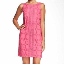 Eliza J Eyelet Embroidered Shift Dress Sleeveless Pink 8