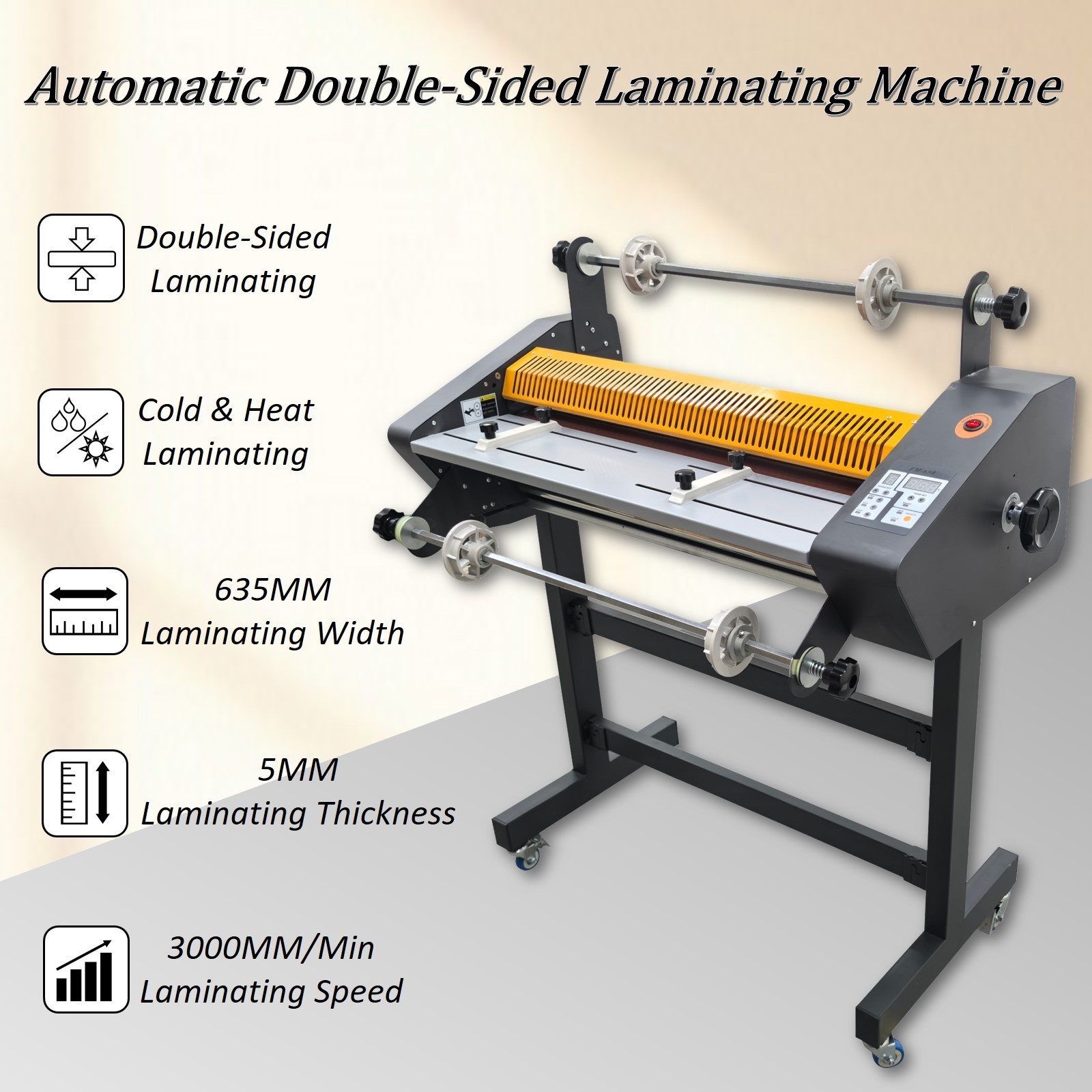 635MM/ 25'' Electric Cold and Hot Laminator Laminating Machine 110V Double-sided-image