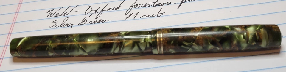 Pluma Estilográfica Wahl-Oxford Vintage Verde Plateada Plumín Mediano Años 30 Foto 2 de 4