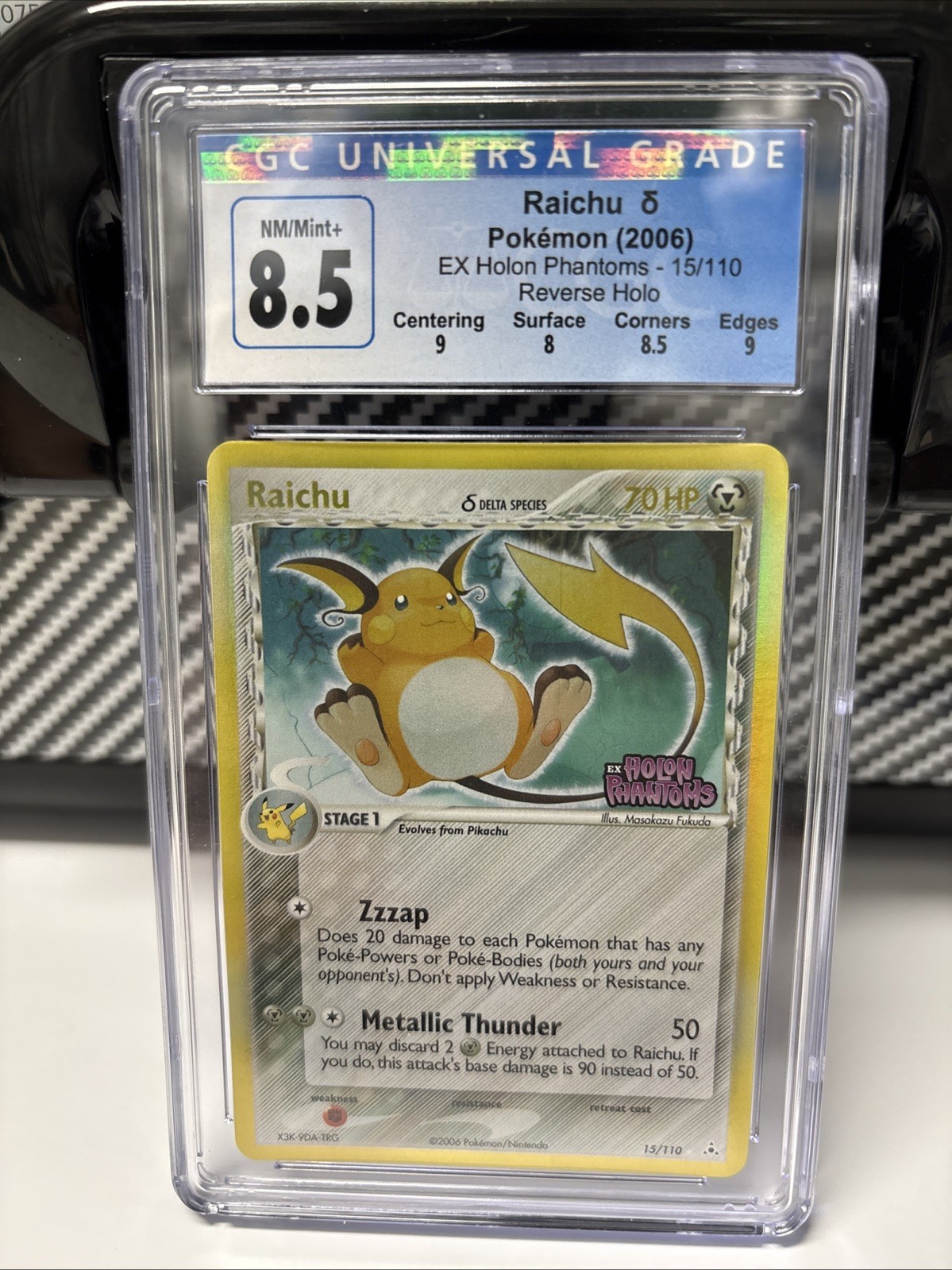 Raichu (Delta Species) 15/110 Holon Phantoms Reverse Holo CGC 8.5