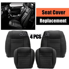 For 2005-2009 Ford Mustang GT Both Side Bottom & Top Seat Cover Leather Black