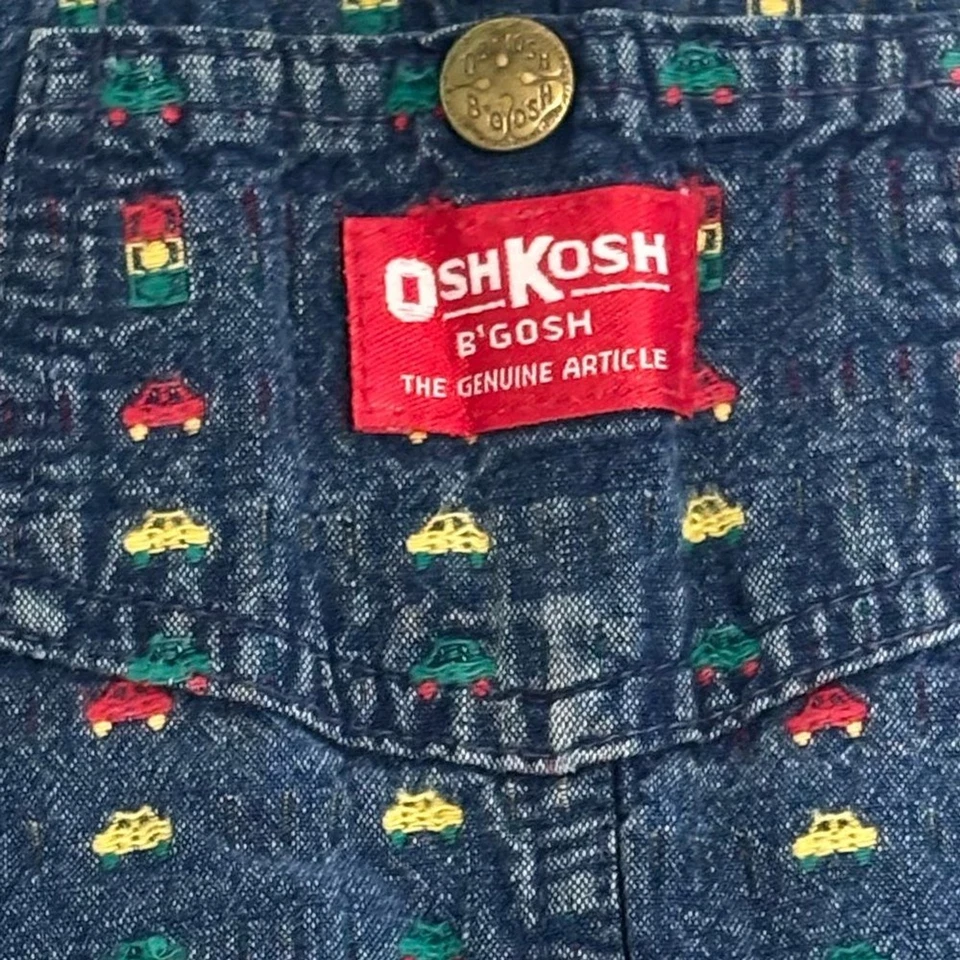 Vintage Oshkosh B’Gosh Cars Denim Traffic Lights Shorts Overalls USA Made 4T - Image 4 of 4