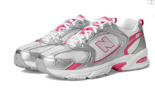 New Balance 530 White Silver Metallic Dragonberry Pink U530RSB Women's Size 7