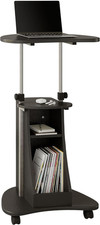 Sit To Stand Rolling Laptop Cart Adjustable Height Storage Graphite