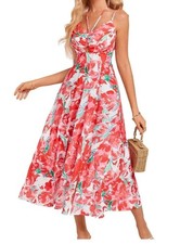 Grace Karin Women's Pink Floral Maxi Dress, Summer Dress, Occasion Wear Size XL