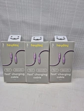 3 Sealed Heyday 3 Ft. Fast Charging Cable USB-C To USB-C PURPLE ~ NEW