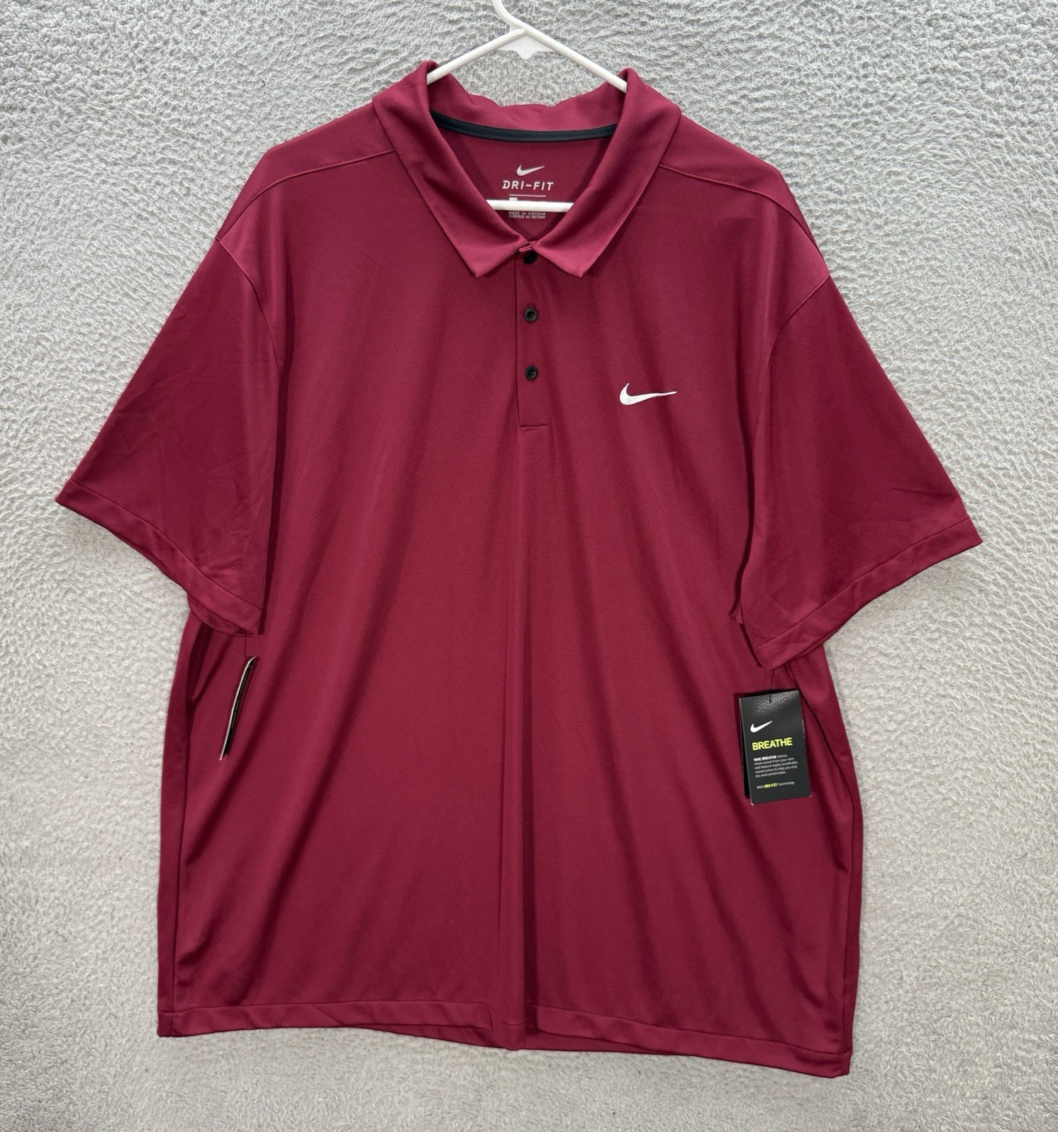 Nike Shirt Adult 3XL XXXL Burgundy Polo Dri Fit Breathe Perf
