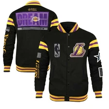 los Angeles Lakers Black FISLL Black History Collection Full Snap Jacket Sz 2XL
