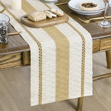 Farmhouse Woven Rustic Table Runner, 12" x 72", Table Runner Burlap Brown