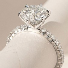 3.00 Ct Round Cut Diamond Solitaire Brilliant Engagement Ring White Gold Over