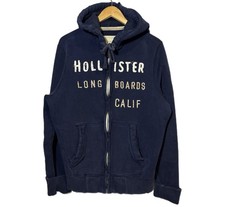 Sudadera con Capucha Y2K Hollister Para Hombres XL Azul Marino Sudadera Envejecida California Surf Años 90