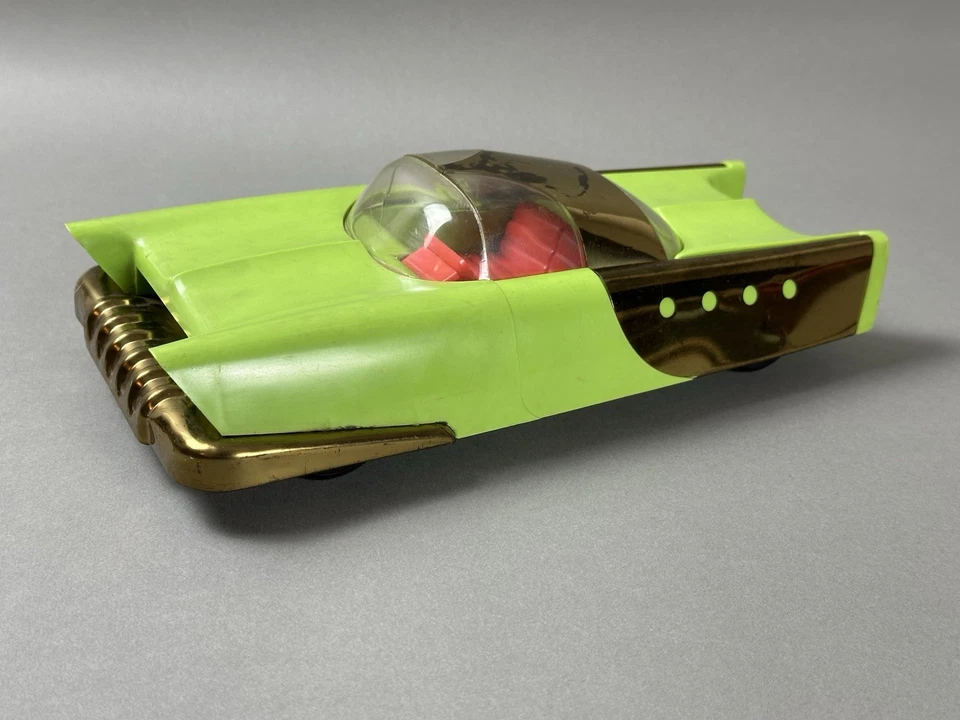 Coche de ensueño futurista vintage Friction Mattel 1953 verde lima incompleto Foto 2 de 4