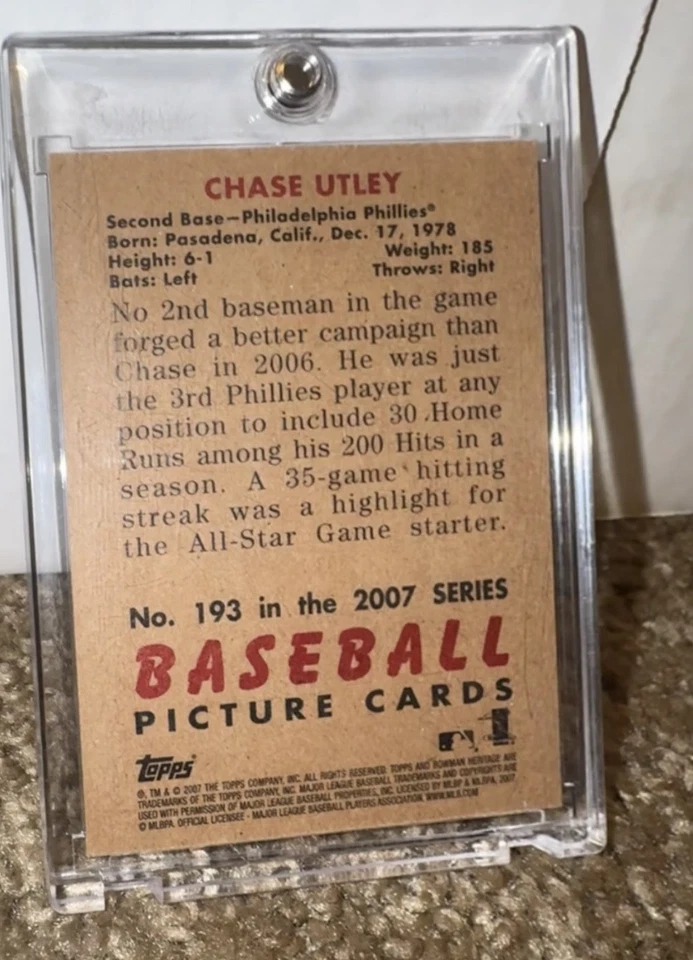 L@@k 2007 /2025 Bowman Heritage Chase Utley buy back auto.#193 auto RARE 1/2 SSP - Image 3 of 3