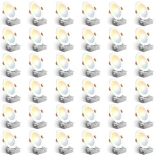 36 Pack 6 Inch 5CCT Ultra-Thin LED Recessed Ceiling Light with Junction Box, ...