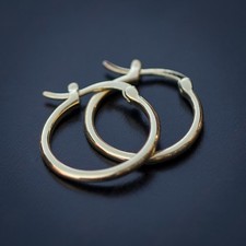 Men's Solid 14K Yellow Gold Plated Elegant Hoops Huggie Hoop Earrings