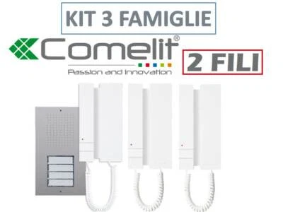 KIT CITOFONICO CITOFONO TRIFAMILIARE COMELIT 2 FILI KCA2061 A 3 FAMIGLIE