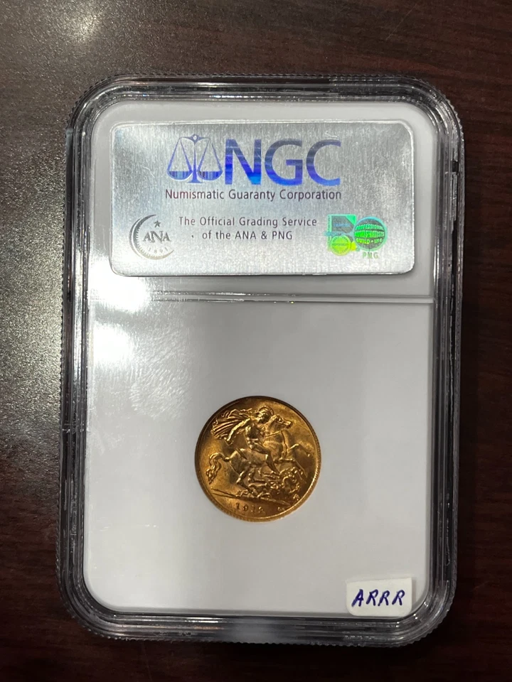 1912 Great Britain Gold 1/2 Sovereign NGC MS 64 Cheshire Coll. - Image 4 of 4