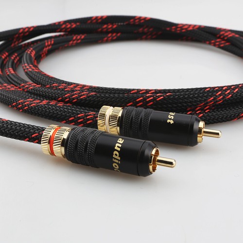 Par de cables de cobre puro OFC con enchufe RCA de bloqueo enchapado en oro Cable RCA de audio HiFi - Imagen 7 de 9