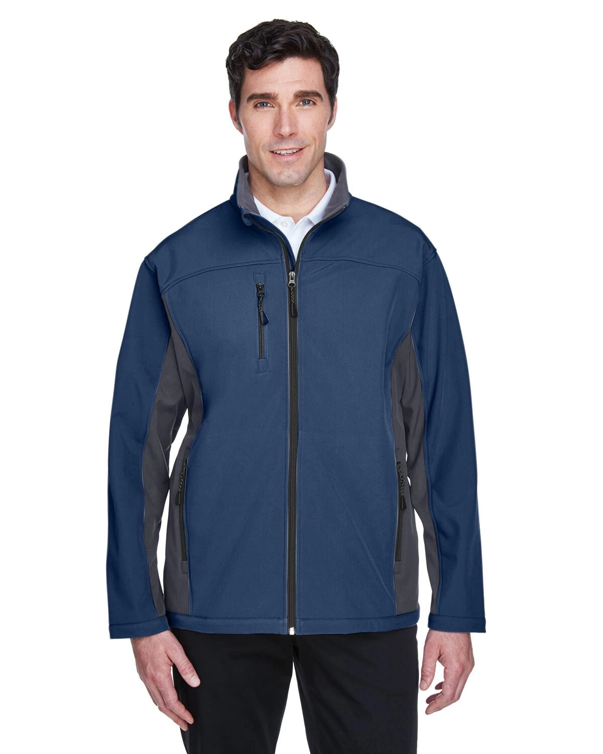 Grady White Screen Printed Devon & Jones Men's Soft Shell Colorblock Jacket - product detail image 7