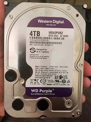 ウェスタンデジタル 4TB パープル WD43PURZ HDD Western Digital 4TB Purple Surveillance Hard Drive - BV Security