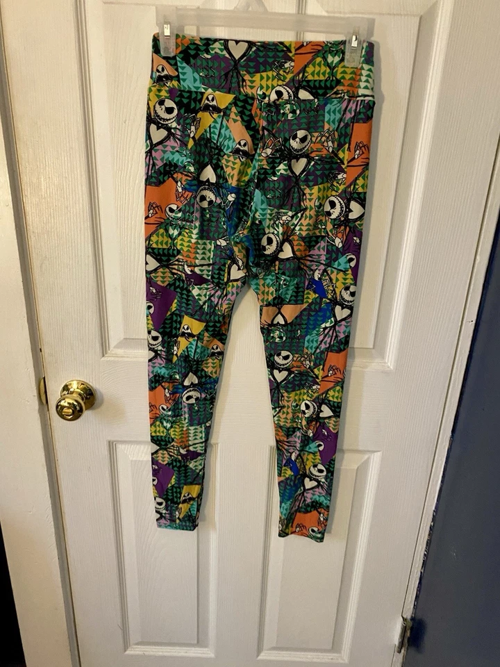 Leggings Lularoe OS Villanos Disney Jack Skellington NBC Triángulos Retazos Foto 2 de 4