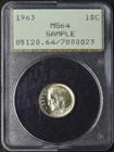 1963 Roosevelt Silver Dime - PCGS MS64 Gen 1.2 Rattler Sample Slab ✪COINGIANTS✪