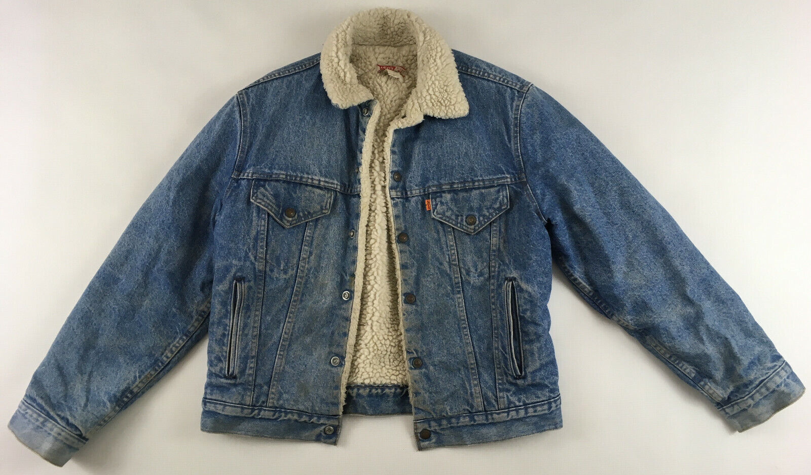 Levi's vintage made in USA denim Sherpa jacket WPL 423 distressed orange  tab 42 | eBay