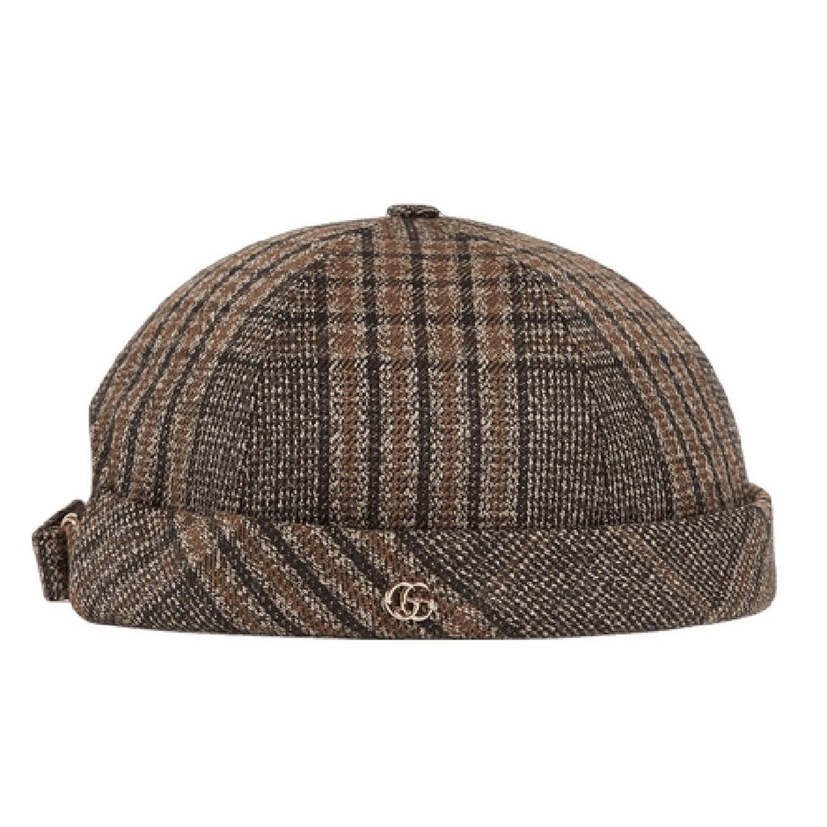 GUCCI brown & black plaid pattern wool hat Size 58 / Medium GUCCI brown & black plaid pattern wool hat Size 58 / Medium