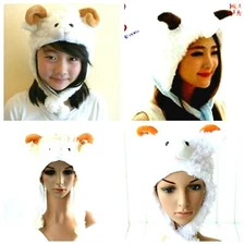 Sheep/Goat/Liama/Pink Sheep Aviator Style Animal Plush Hats 5