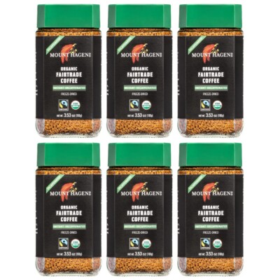 Mount Hagen Organic Freeze Dried Instant Decaffeinated Coffee, 3.53-Ounce (6pk)