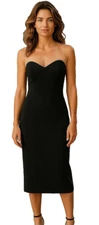 GEORGY Dress Size 10 Black Strapless Midi Bodycon RRP$349. NWT Formal Wedding