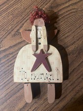 Rustic Primitive Hanging Wood Angel "To Heaven" 10