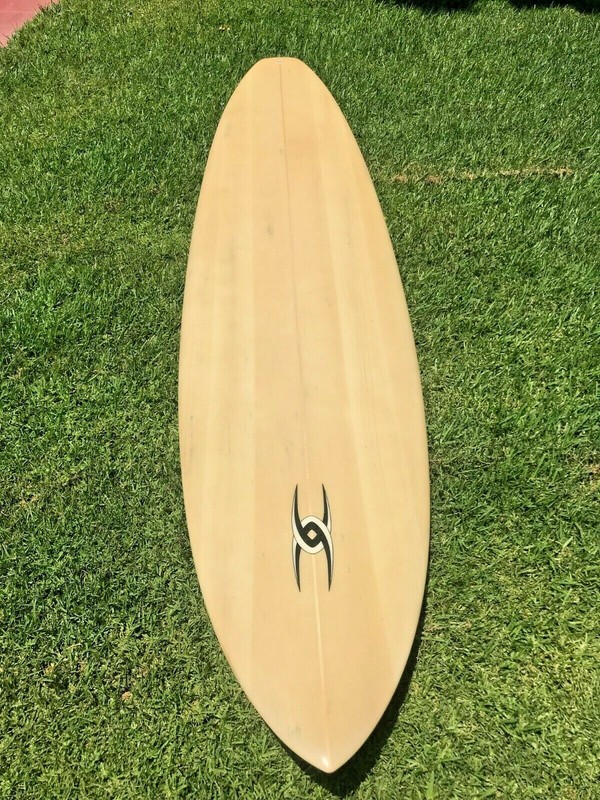 BEAUTIFUL 7'8" DEAN CLEARY BALSA WOOD LOOK SURFBOARD IN GREAT CONDITION