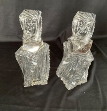 Art Deco Joyoria Perez Fernandez Cut Glass Decanters Silver Collar 915/1000 Pair