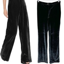 Vintage High Waisted Black Velvet Flare Leg Pants