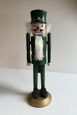 Vintage Wooden NUTCRACKER 17” Soldier In Top Hat & Green Uniform Christmas Decor