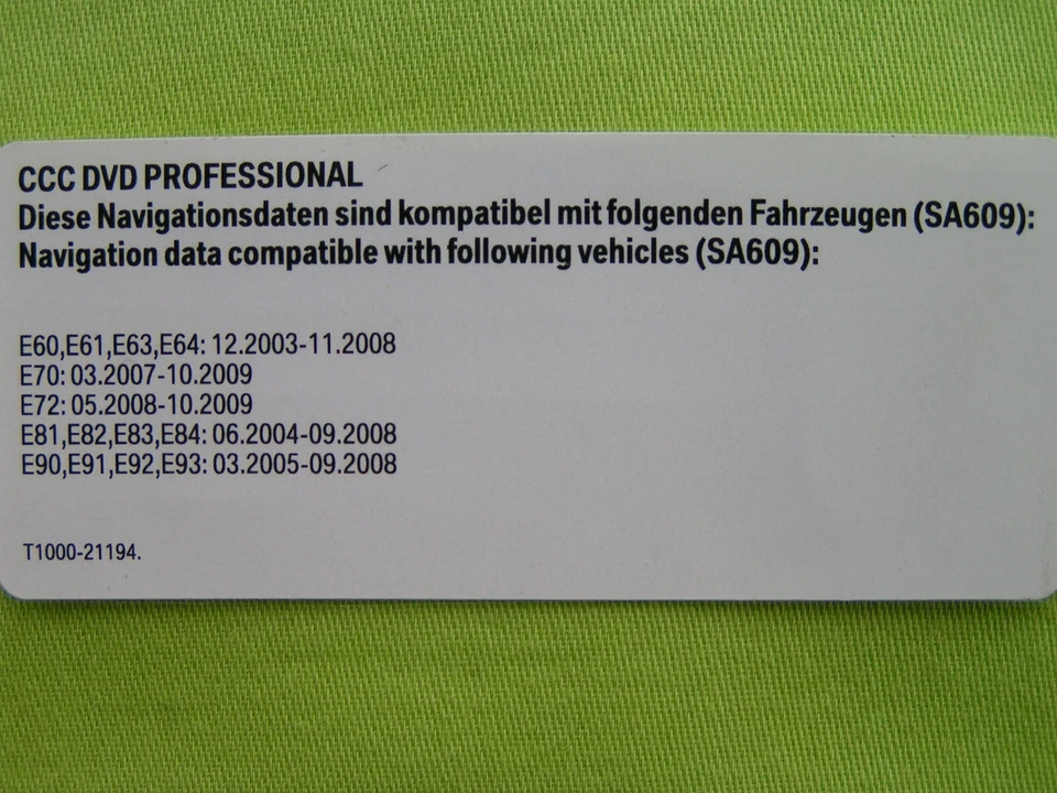 DVD NAVIGATION NORDEUROPA OSTEUROPA 2019 BMW PROFESSIONAL E60 E70 E81 E90 SA 609 - Bild 2 von 2