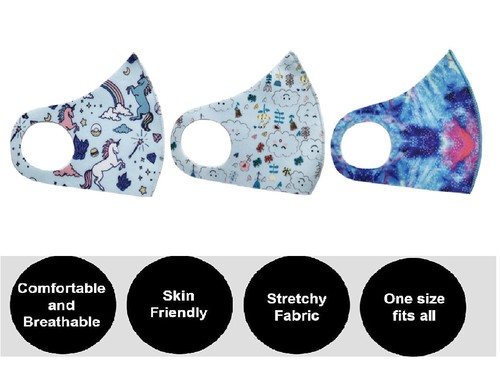 Unisex Kids 3x Pack Washable Breathable Reusable Mouth Protection Face Covering - Photo 3/9