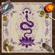 Wicca Pagan Snake & Lotus Moon Phase Gothic Altar Divination