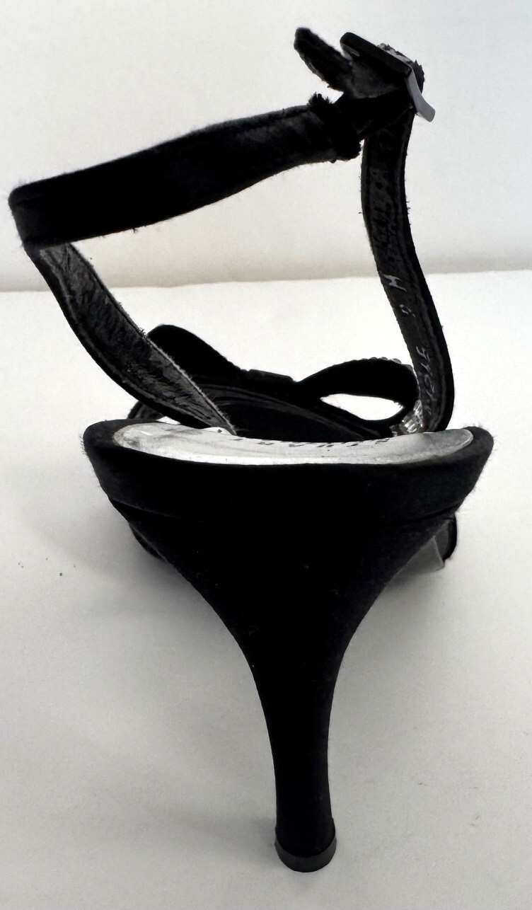 Black Satin STUART WEITZMAN Whatabow Pump With Swarovski Crystal Bow